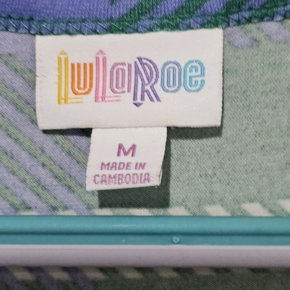 LuLaRoe Medium Dani Long Tank Dress Multicolor plaid Sleeveless green and blue - Picture 2 of 3